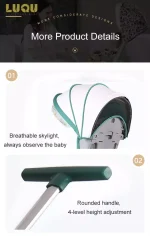 LIYI99 Lightweight One-Hand Fold Stroller, Multi-Mode Reclining Travel Stroller, Oversized Canopy, Extra Large Storage - Image 3