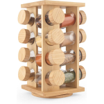 Bamboo Spice Rack – Rotating Rack, 16 Jars Included & Screw Top Lids, Compact, Long Lasting Freshness, Spices & Seasonings, Countertop Spice Organiser, Spice Storage, Free Standing