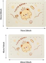 QELEG Non-Stick Silicone Baking Mat, 28'' X 20" Non Slip Pastry Mats Reusable Silicone Rolling Out Dough Mat with Measuremen and Edge Heightening Beige - Image 2