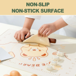 QELEG Non-Stick Silicone Baking Mat, 28'' X 20" Non Slip Pastry Mats Reusable Silicone Rolling Out Dough Mat with Measuremen and Edge Heightening Beige - Image 4