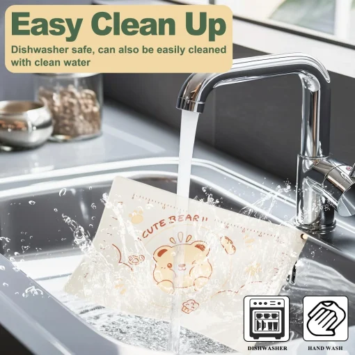 QELEG Non-Stick Silicone Baking Mat, 28'' X 20" Non Slip Pastry Mats Reusable Silicone Rolling Out Dough Mat with Measuremen and Edge Heightening Beige - Image 6