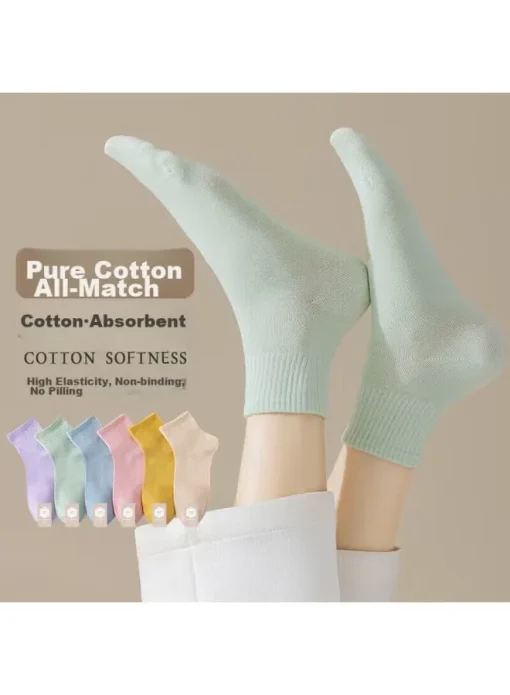 MIIOW [deodorizing And Antibacterial] Women's Socks, Pure Cotton, Summer Women's Socks, Solid - Image 2
