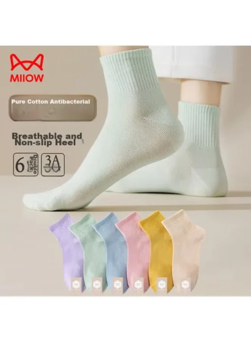 MIIOW [deodorizing And Antibacterial] Women's Socks, Pure Cotton, Summer Women's Socks, Solid - Image 4