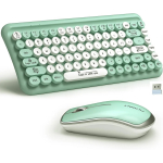 Wireless Keyboard and Mouse Combo,85 Keys Retro Keyboard with Round Keys, 2.4G Portable Keyboard Mouse Set for Desktop/Laptop/Windows PC(Keyboard and Mouse Share only 1 USB Receiver)