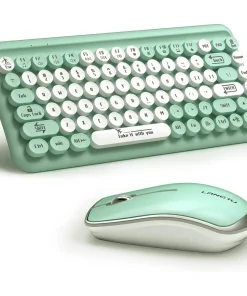 Wireless Keyboard and Mouse Combo,85 Keys Retro Keyboard with Round Keys, 2.4G Portable Keyboard Mouse Set for Desktop/Laptop/Windows PC（Keyboard and Mouse Share only 1 USB Receiver）