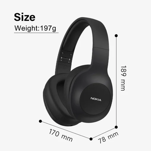 Nokia Wireless Bluetooth 5.0 On-Ear Headphones, Pair Two Devices Simultaneously Studio Headphone, aptX Low Latency 41 Hours Comfortable Wired Built-in Microphone Headsets for iPhone, E1200 Black - Image 9