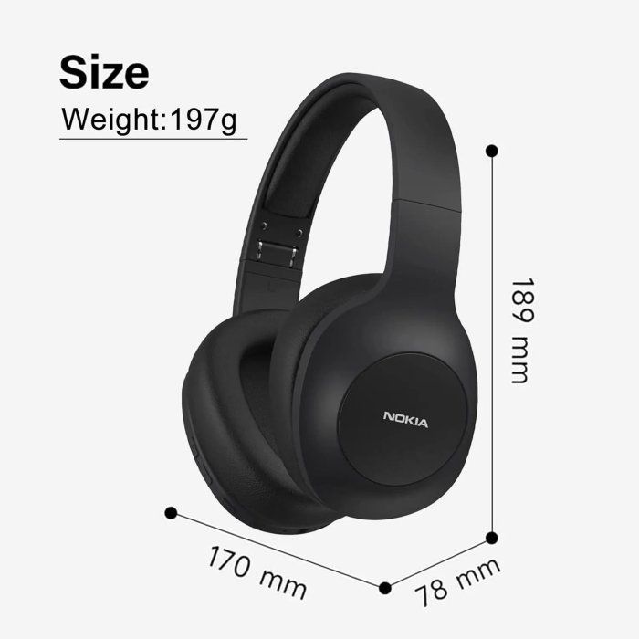 Nokia Wireless Bluetooth 5.0 On-Ear Headphones, Pair Two Devices Simultaneously Studio Headphone, aptX Low Latency 41 Hours Comfortable Wired Built-in Microphone Headsets for iPhone, E1200 Black - Image 9