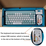 Wireless Keyboard and Mouse Combo,85 Keys Retro Keyboard with Round Keys, 2.4G Portable Keyboard Mouse Set for Desktop/Laptop/Windows PC(Keyboard and Mouse Share only 1 USB Receiver) - Image 2