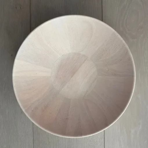 White Washed Rubberwood Serving Bowl. Deep rounded modern, fresh natural look. This versatile bowl is ideal for serving fruits, salads and other dishes. - Image 3