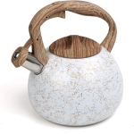 Stainless Steel Whistling Tea Kettles, 2.5 Quart Teapot with Anti-heat Wood Grain Silicone Handle - Whistling Stainless Steel Tea Pot Modern Tea Kettles - Image 2