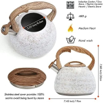 Stainless Steel Whistling Tea Kettles, 2.5 Quart Teapot with Anti-heat Wood Grain Silicone Handle - Whistling Stainless Steel Tea Pot Modern Tea Kettles - Image 4