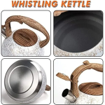 Stainless Steel Whistling Tea Kettles, 2.5 Quart Teapot with Anti-heat Wood Grain Silicone Handle - Whistling Stainless Steel Tea Pot Modern Tea Kettles - Image 5
