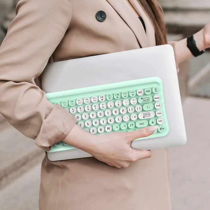 Wireless Keyboard and Mouse Combo,85 Keys Retro Keyboard with Round Keys, 2.4G Portable Keyboard Mouse Set for Desktop/Laptop/Windows PC（Keyboard and Mouse Share only 1 USB Receiver） - Image 6