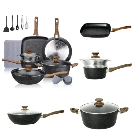 C&E Juego de 17 piezas de ollas y sartenes de Granito. - Image 2