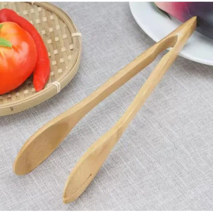 Wooden tongs for serving salads and food - Image 3
