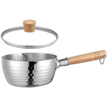 Traditional Japanese Milk Pot, Nostick Milk Sauce Pot with Glass Lid, Instant Noodle Pot with Wooden Handle, Kitchen Cooking Tool - 20cm