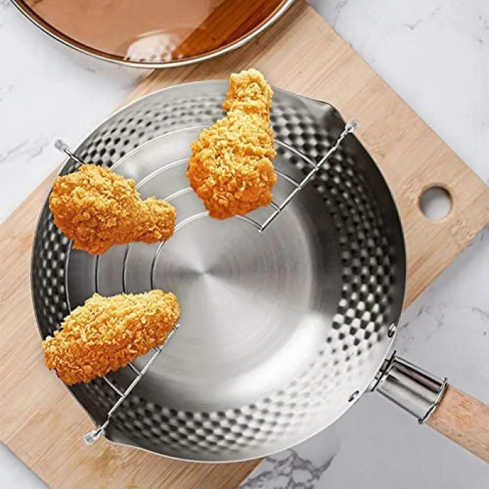 Traditional Japanese Milk Pot, Nostick Milk Sauce Pot with Glass Lid, Instant Noodle Pot with Wooden Handle, Kitchen Cooking Tool - 20cm - Image 3