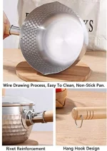 Traditional Japanese Milk Pot, Nostick Milk Sauce Pot with Glass Lid, Instant Noodle Pot with Wooden Handle, Kitchen Cooking Tool - 20cm - Image 6