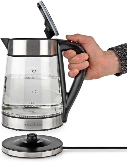 INCO NEDIS SmartLife Kettle, Wi-Fi 1.7L Glass, 60,70,80,90, 100°C, Temperature Display Rotatable 360 Degrees, Concealed Heating Element, Strix Controller Boil Dry Protection, Android IOS, WIFIWK10CGS, - Image 3