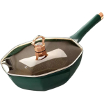 YOSELF Generic Octagonal Frying Pan Woks Nonstick Pan Cooking Saucepan for Picnic Outdoors Home, Green, 32cmx10cm - Image 2