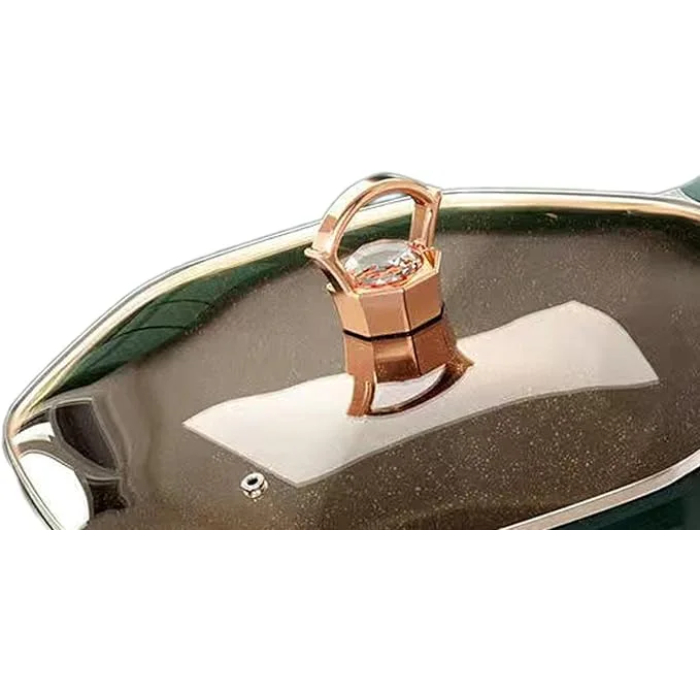 YOSELF Generic Octagonal Frying Pan Woks Nonstick Pan Cooking Saucepan for Picnic Outdoors Home, Green, 32cmx10cm - Image 3