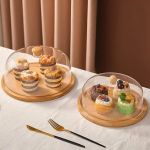 33*18cm Acrylic Cake Stand with Wooden Handle and Dome - High-quality, handcrafted cake stand with a shatterproof dome and stylish wooden handle, perfect for...