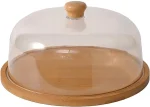 33*18cm Acrylic Cake Stand with Wooden Handle and Dome - High-quality, handcrafted cake stand with a shatterproof dome and stylish wooden handle, perfect for... - Image 2