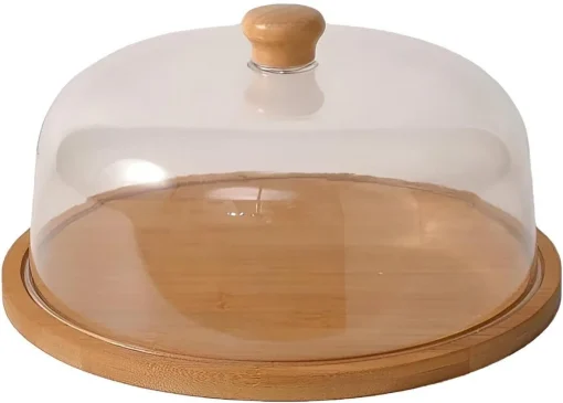 33*18cm Acrylic Cake Stand with Wooden Handle and Dome - High-quality, handcrafted cake stand with a shatterproof dome and stylish wooden handle, perfect for... - Image 2
