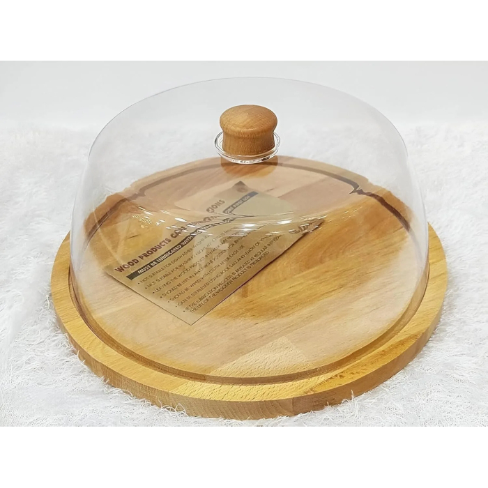33*18cm Acrylic Cake Stand with Wooden Handle and Dome - High-quality, handcrafted cake stand with a shatterproof dome and stylish wooden handle, perfect for... - Image 3