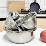 Stainless Steel Porous Colander, Large Capacity 3 PIC, Rice Washing Bowl and Strainers Set for Washing Vegetables and Fruits and Draining Cooked - Image 4