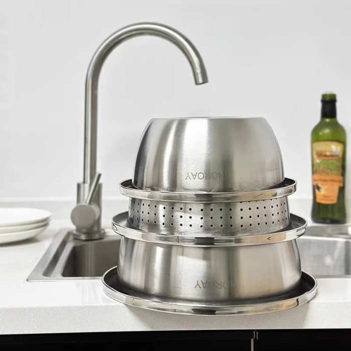 Stainless Steel Porous Colander, Large Capacity 3 PIC, Rice Washing Bowl and Strainers Set for Washing Vegetables and Fruits and Draining Cooked - Image 5