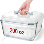 Large Glass Storage Containers with Lids, Big Marinade Food Containers for Rotisserie Chicken Meal Prep Turkey Watermelon Potluck, XL Extra Large Freezer Safe Storage Container Airtight 200oz/26cup