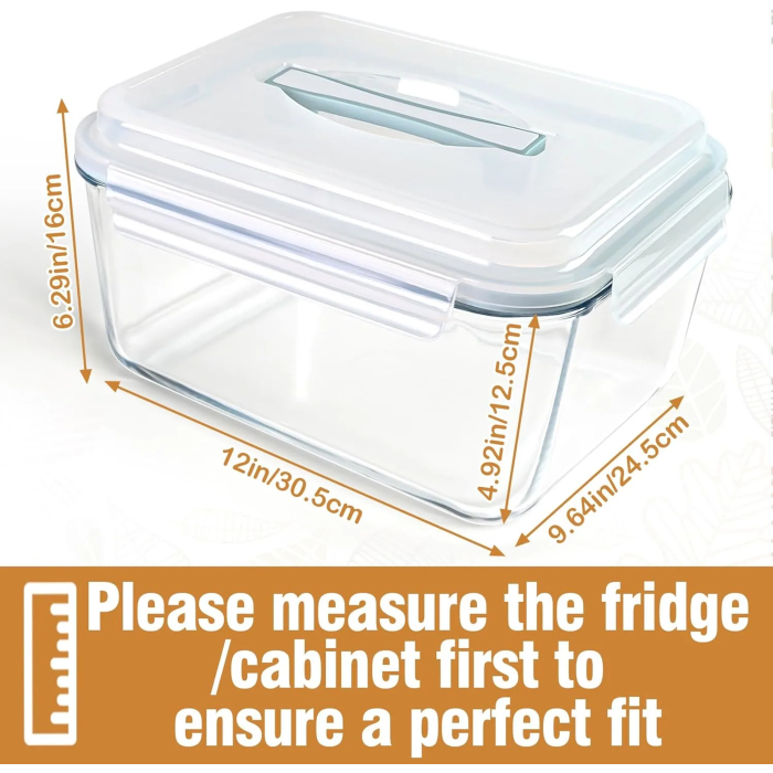Large Glass Storage Containers with Lids, Big Marinade Food Containers for Rotisserie Chicken Meal Prep Turkey Watermelon Potluck, XL Extra Large Freezer Safe Storage Container Airtight 200oz/26cup - Image 3