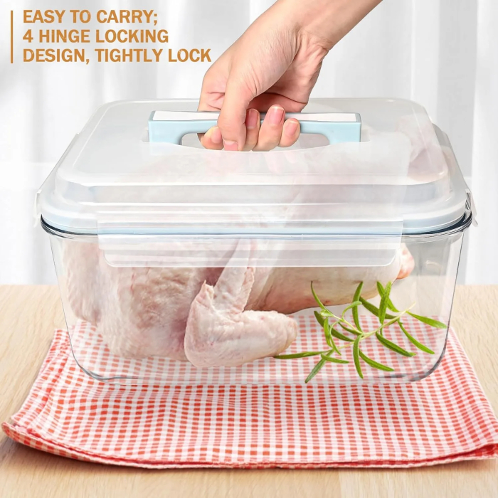 Large Glass Storage Containers with Lids, Big Marinade Food Containers for Rotisserie Chicken Meal Prep Turkey Watermelon Potluck, XL Extra Large Freezer Safe Storage Container Airtight 200oz/26cup - Image 7