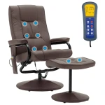 vidaXL Massage Recliner with Ottoman Brown Faux Leather - Image 3