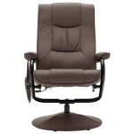 vidaXL Massage Recliner with Ottoman Brown Faux Leather - Image 4