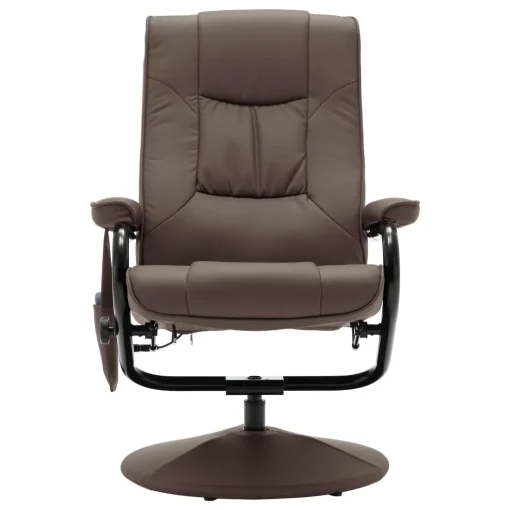 vidaXL Massage Recliner with Ottoman Brown Faux Leather - Image 4