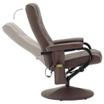vidaXL Massage Recliner with Ottoman Brown Faux Leather - Image 5