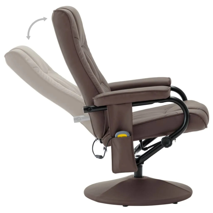 vidaXL Massage Recliner with Ottoman Brown Faux Leather - Image 5
