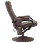 vidaXL Massage Recliner with Ottoman Brown Faux Leather - Image 6