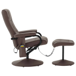 vidaXL Massage Recliner with Ottoman Brown Faux Leather - Image 7