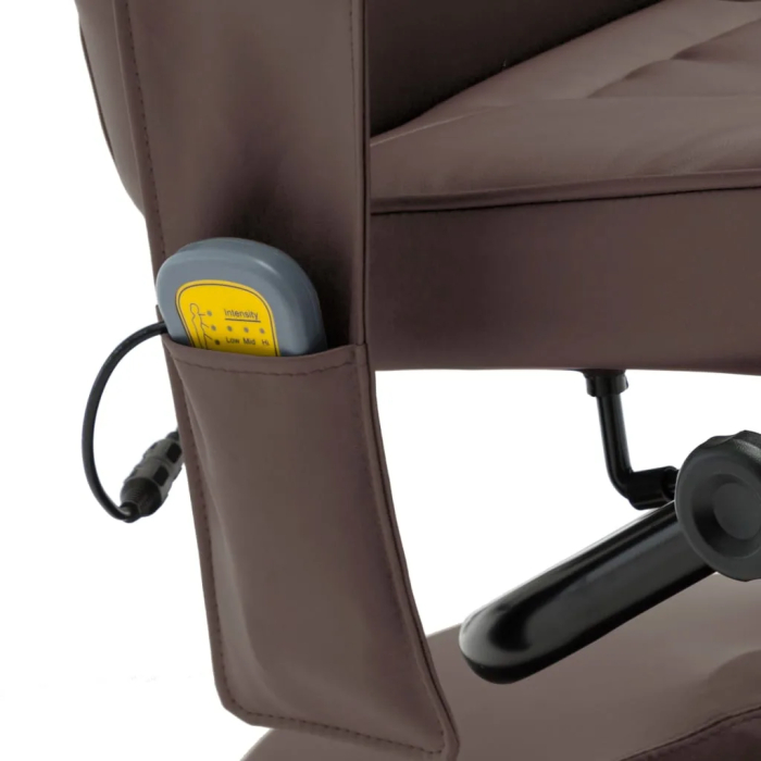 vidaXL Massage Recliner with Ottoman Brown Faux Leather - Image 10
