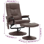 vidaXL Massage Recliner with Ottoman Brown Faux Leather - Image 11
