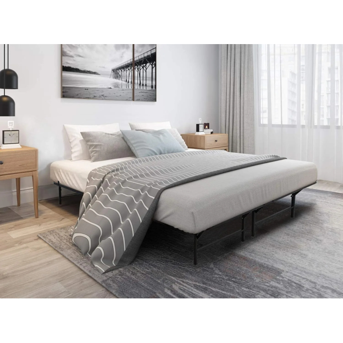 Tower Metal Bed Frame, King Size, 14" Height, Non-Slip Design, Silent Design, Metal Platform Bed, Easy Assembly, No Box Spring Required, Black (King) - Image 5