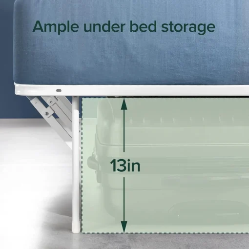 ZINUS SmartBase Tool-Free Assembly Mattress Foundation, 14 Inch Metal Platform Bed Frame, No Box Spring Needed, Sturdy Steel Frame, Underbed Storage, White, Queen - Image 2