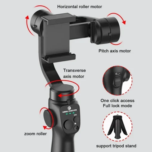 Click to see full view F10 Handheld 3-Axis Phone Stabilizer Foldable Gimbal with Tripod, Video Stabilizer for Vlogging Recording with Panoramic Shooting Easy to Use - Image 6