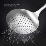 SUPOR Strainer Stainless Steel Colander Serving Spoons, Ladle Set Colander with Red Anti-scald Silicone Ring Kitchen Tool 14.4"x 4.8" (Silver) Skimmer Ladle - Image 5