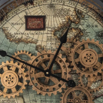 Wall clock WORLD MAP ANTIQUE with moving gears D. 60cm Formano - Image 3