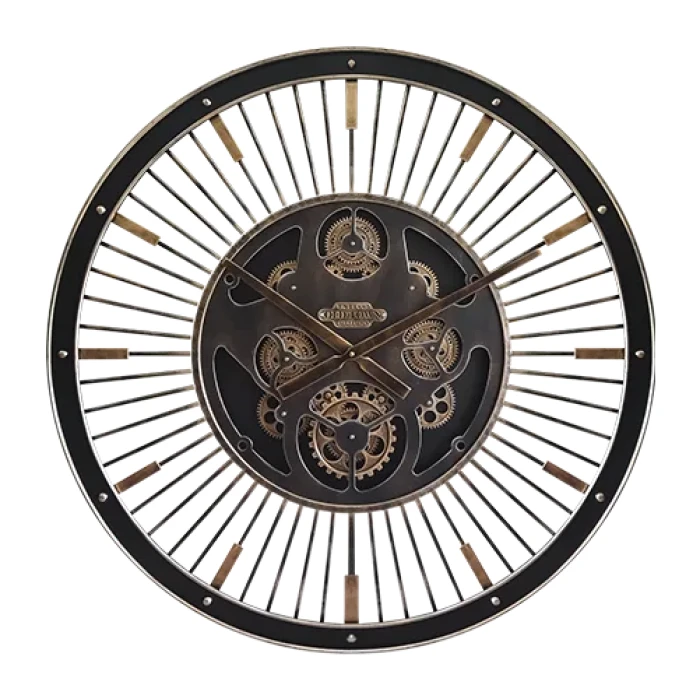 Home Esprit Wall Clock Black Gold Iron 80 X 8.5 X 80 Cm - Image 2
