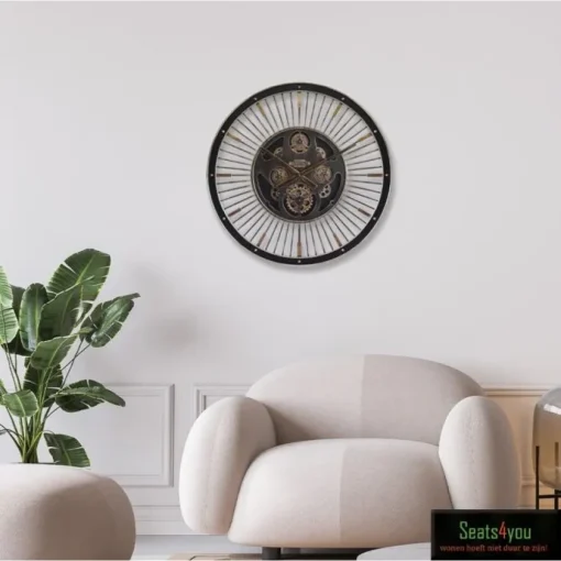 Home Esprit Wall Clock Black Gold Iron 80 X 8.5 X 80 Cm - Image 3
